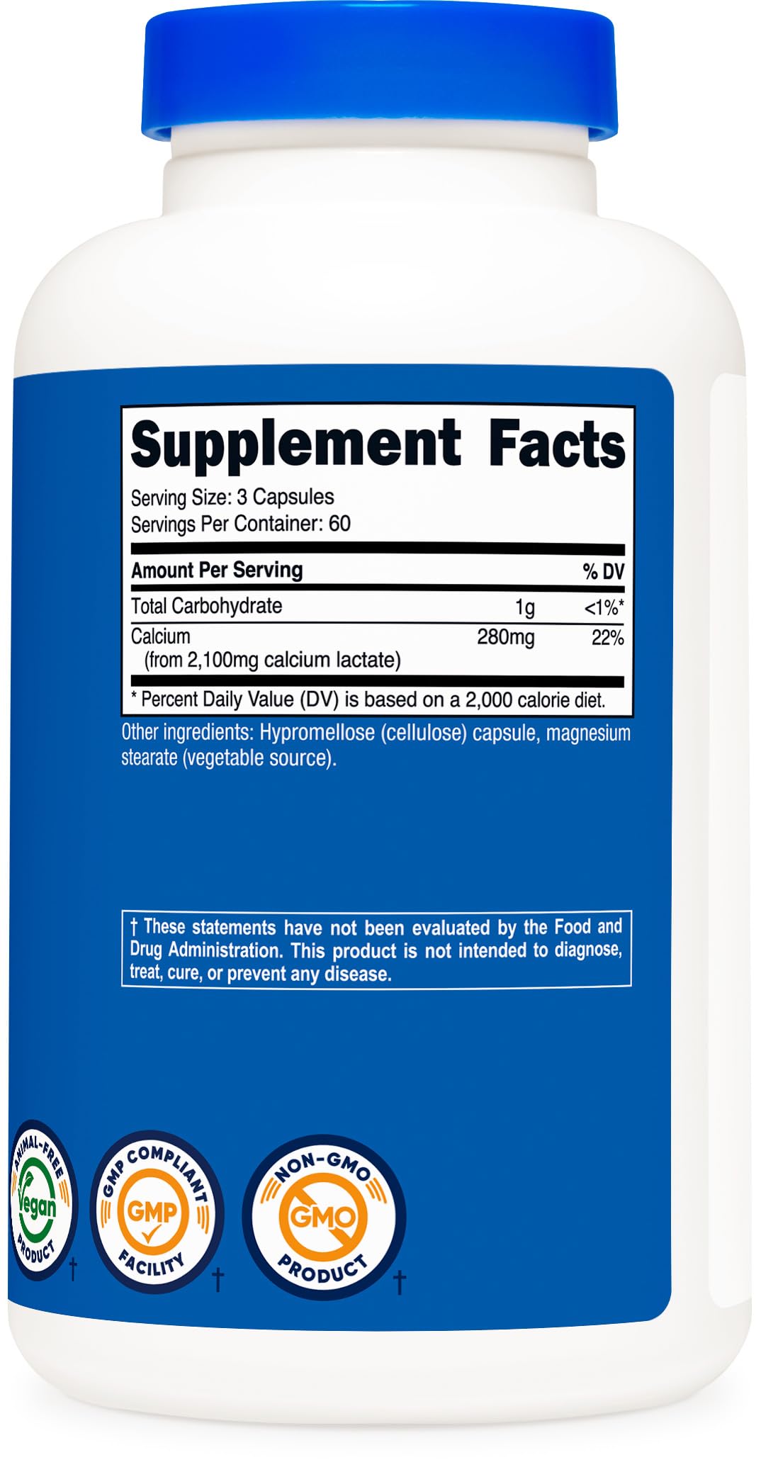 Nutricost third-party tested calcium lactate for purity and potency.