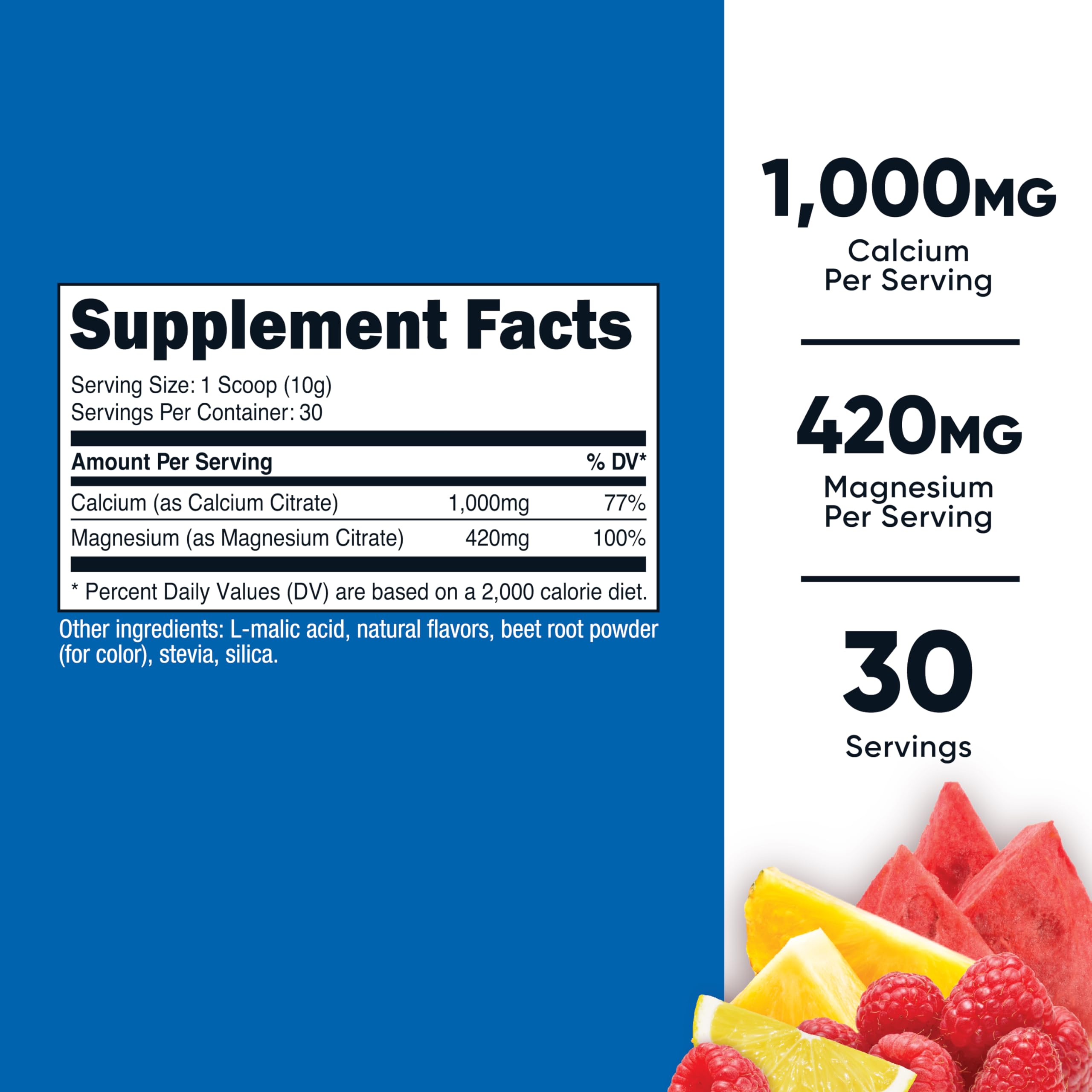 Nutricost Calcium Magnesium Powder Fruit Punch scoop image for tasty supplementation
