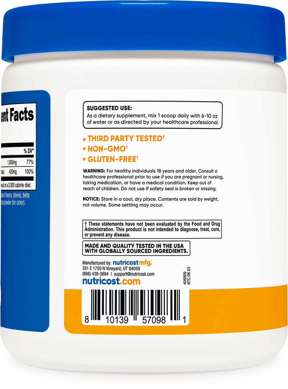 Nutricost lab-testing image emphasizing third-party quality assurance for trustworthy supplements