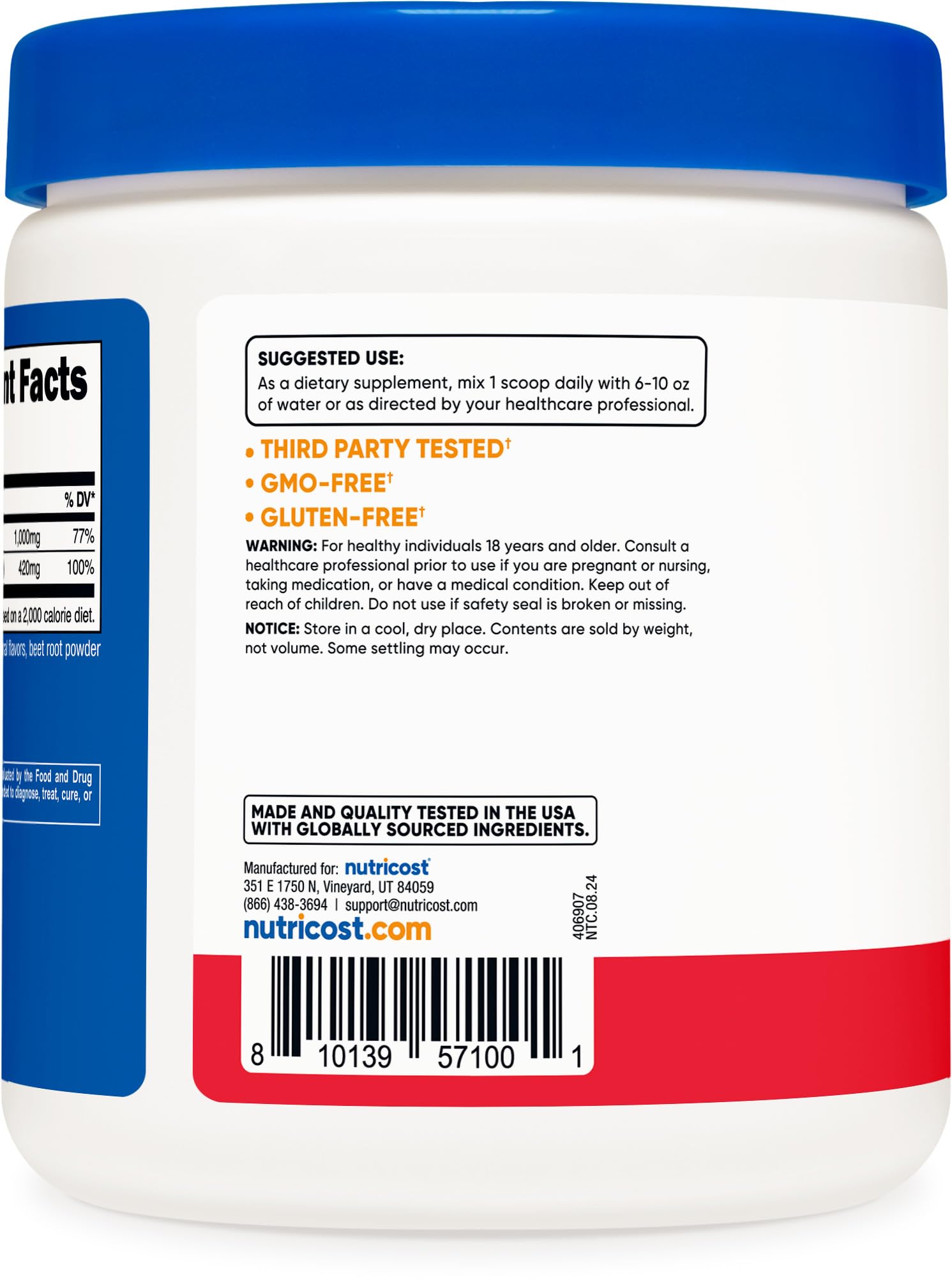Nutricost Calcium Magnesium Powder 30 servings tub emphasizes everyday use