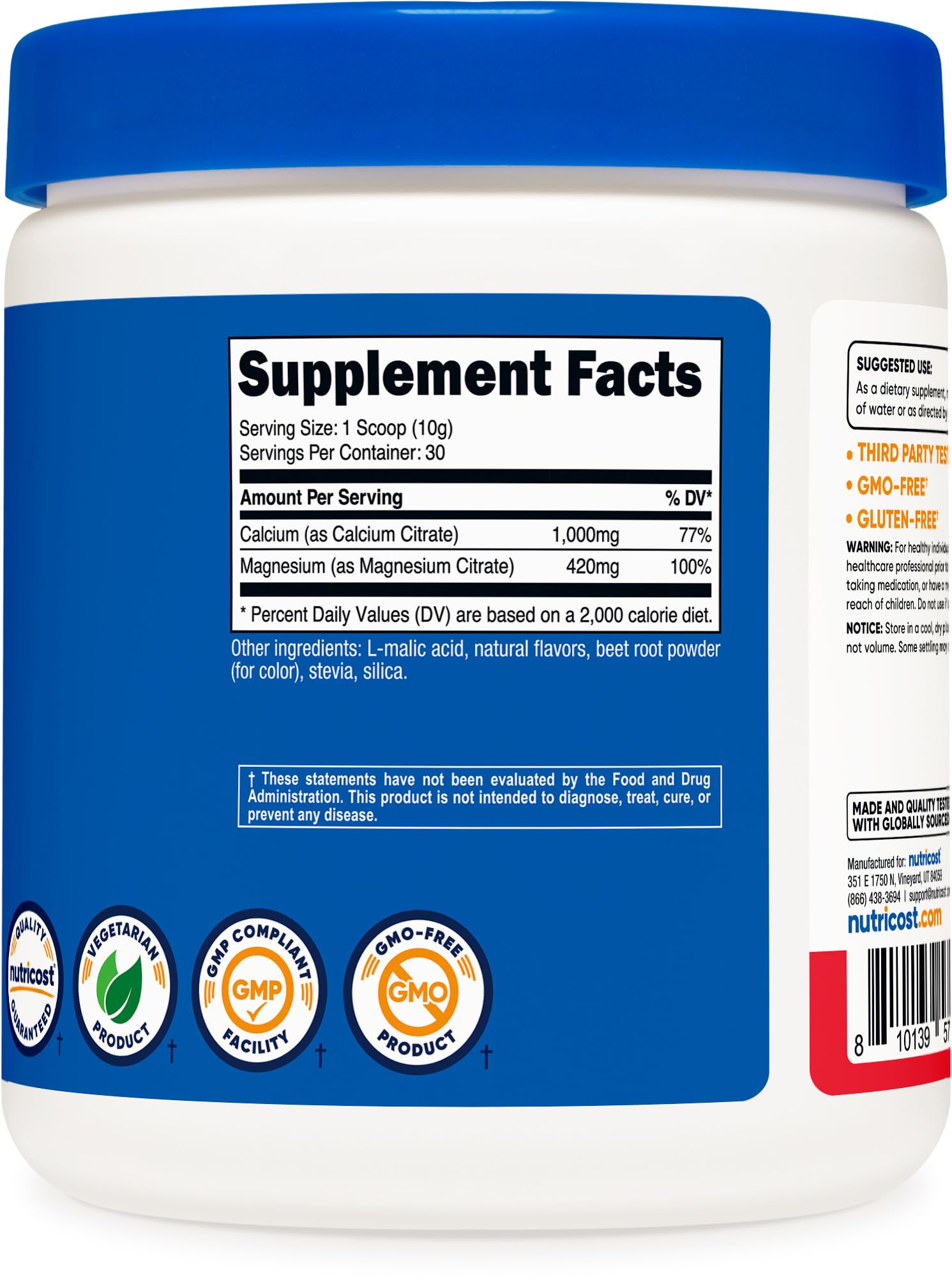 Nutricost Calcium Magnesium Powder 60 servings tub highlights long-term value