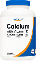 Nutricost Calcium with Vitamin D bottle front for daily bone support.