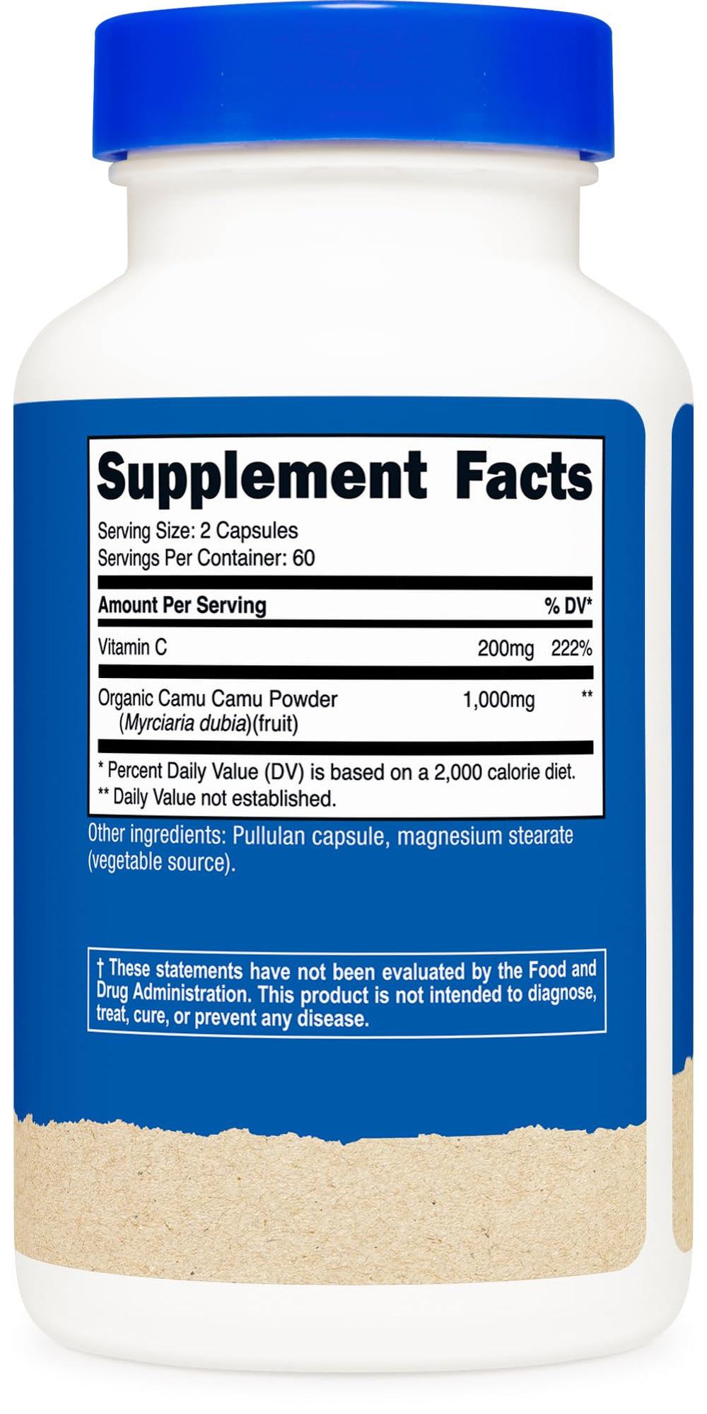 Nutricost Camu Camu container pours capsules for daily routine.