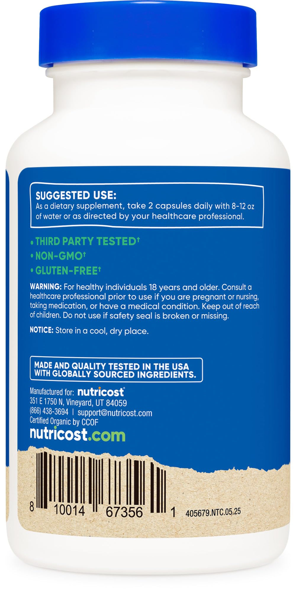 Nutricost bottle with serving scoop ready for easy daily intake.