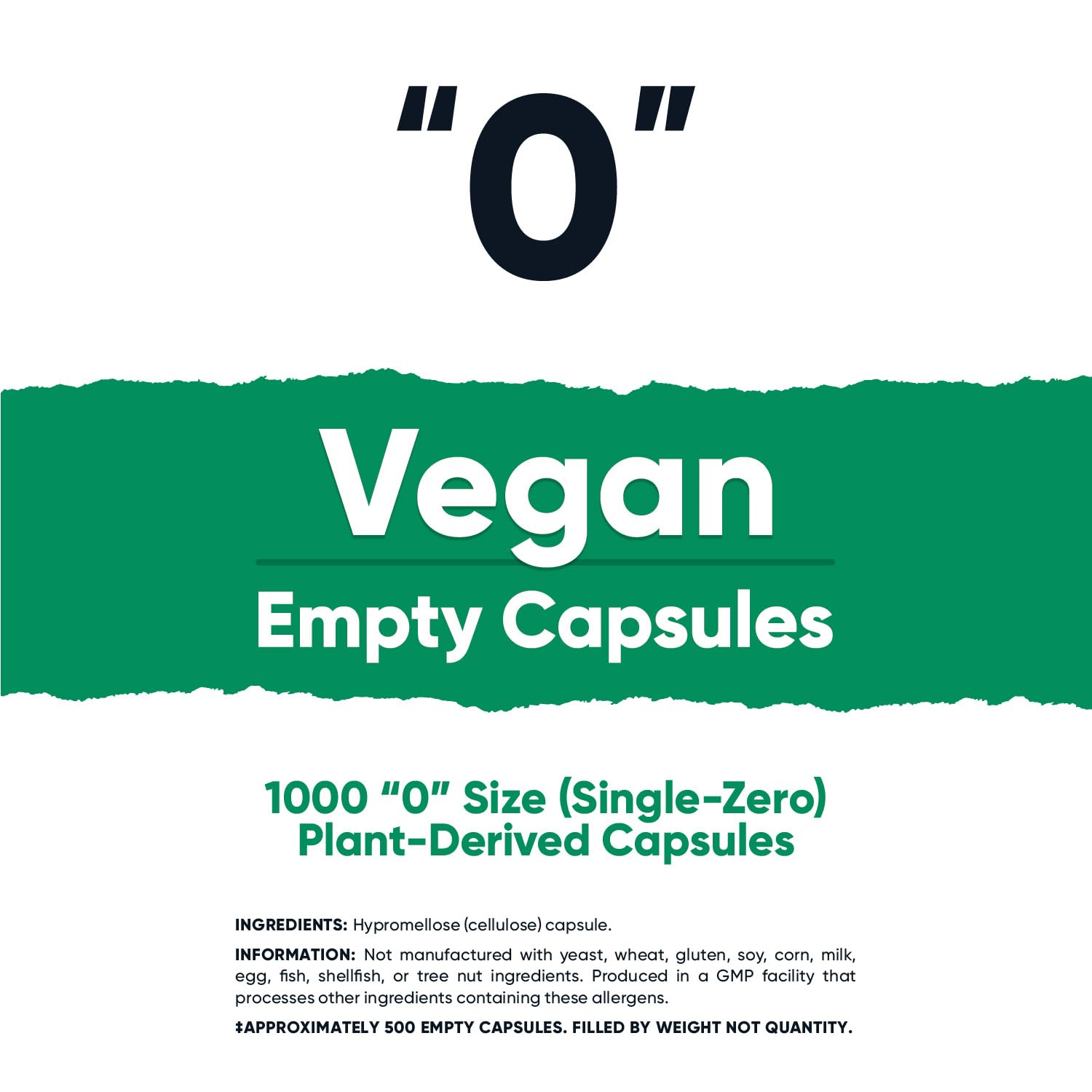 Nutricost Size 0 capsules hold 400–800 mg depending on density.