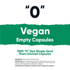 Nutricost Size 0 capsules hold 400–800 mg depending on density.