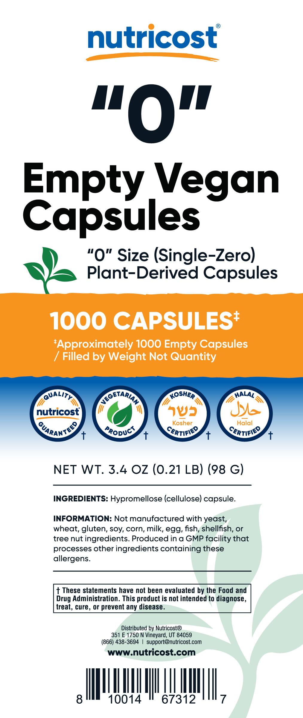 Nutricost Dual Snap-Ring capsules securely seal your dry powders.
