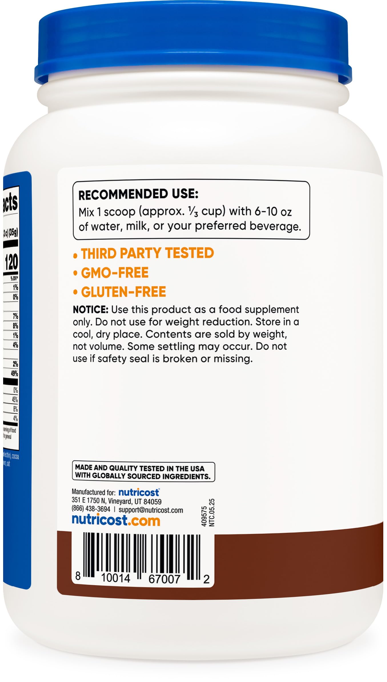 Nutricost Casein chocolate shaker emphasizes mixability and smooth texture