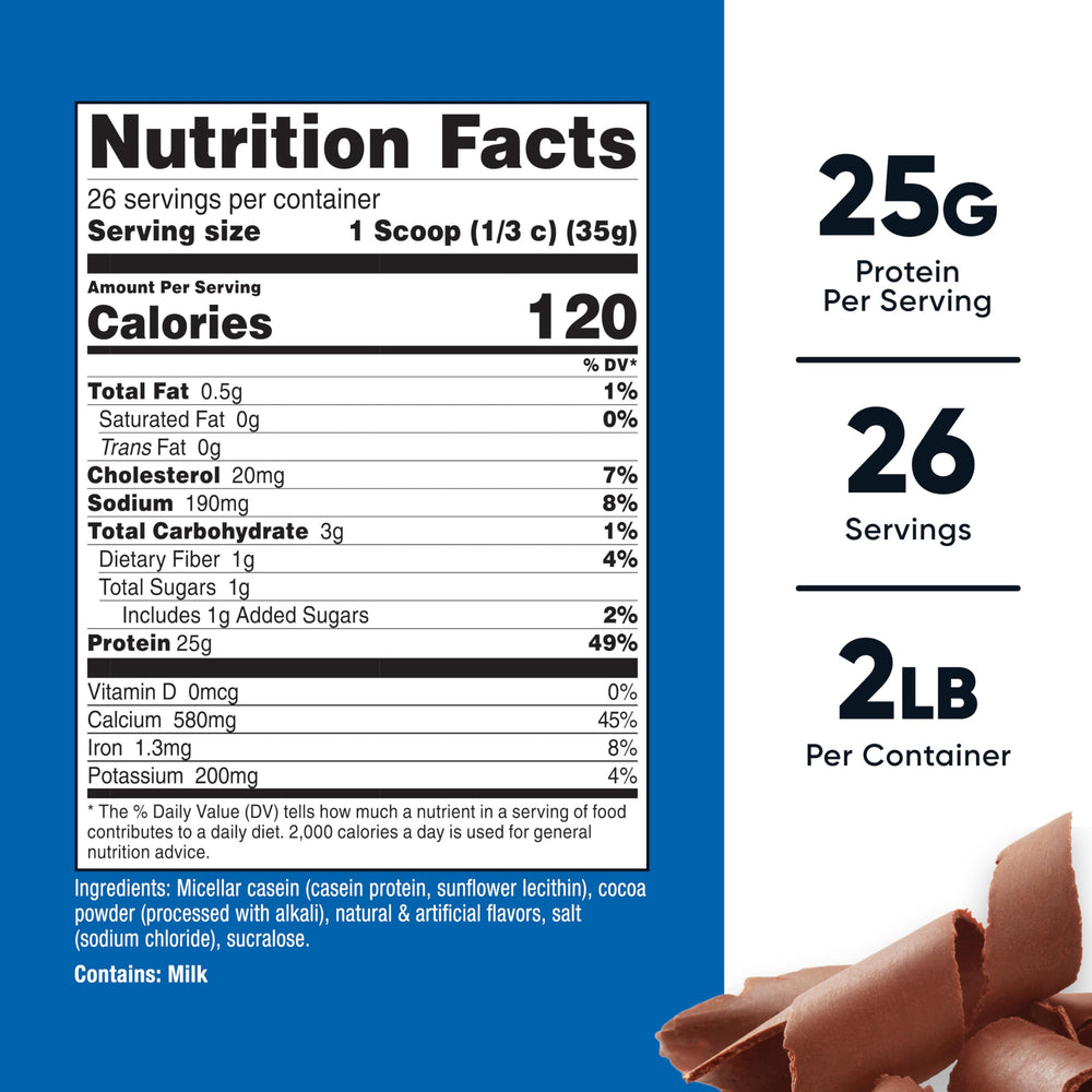 Nutricost Casein chocolate scoop highlights easy serving size for daily use