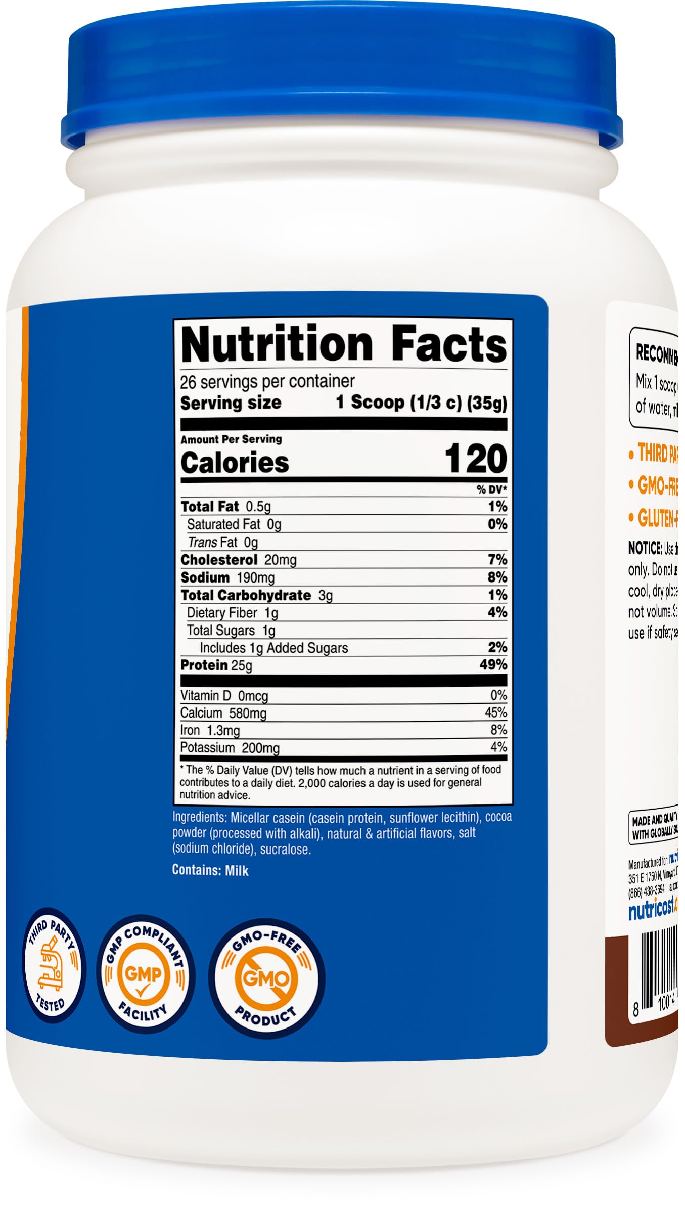 Nutricost Casein chocolate shake pour demonstrates creamy post workout result