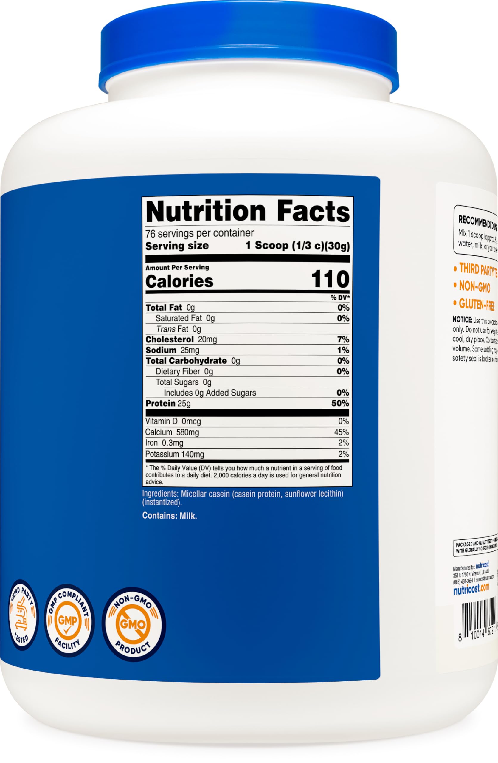Nutricost casein serving shake ready for night use.
