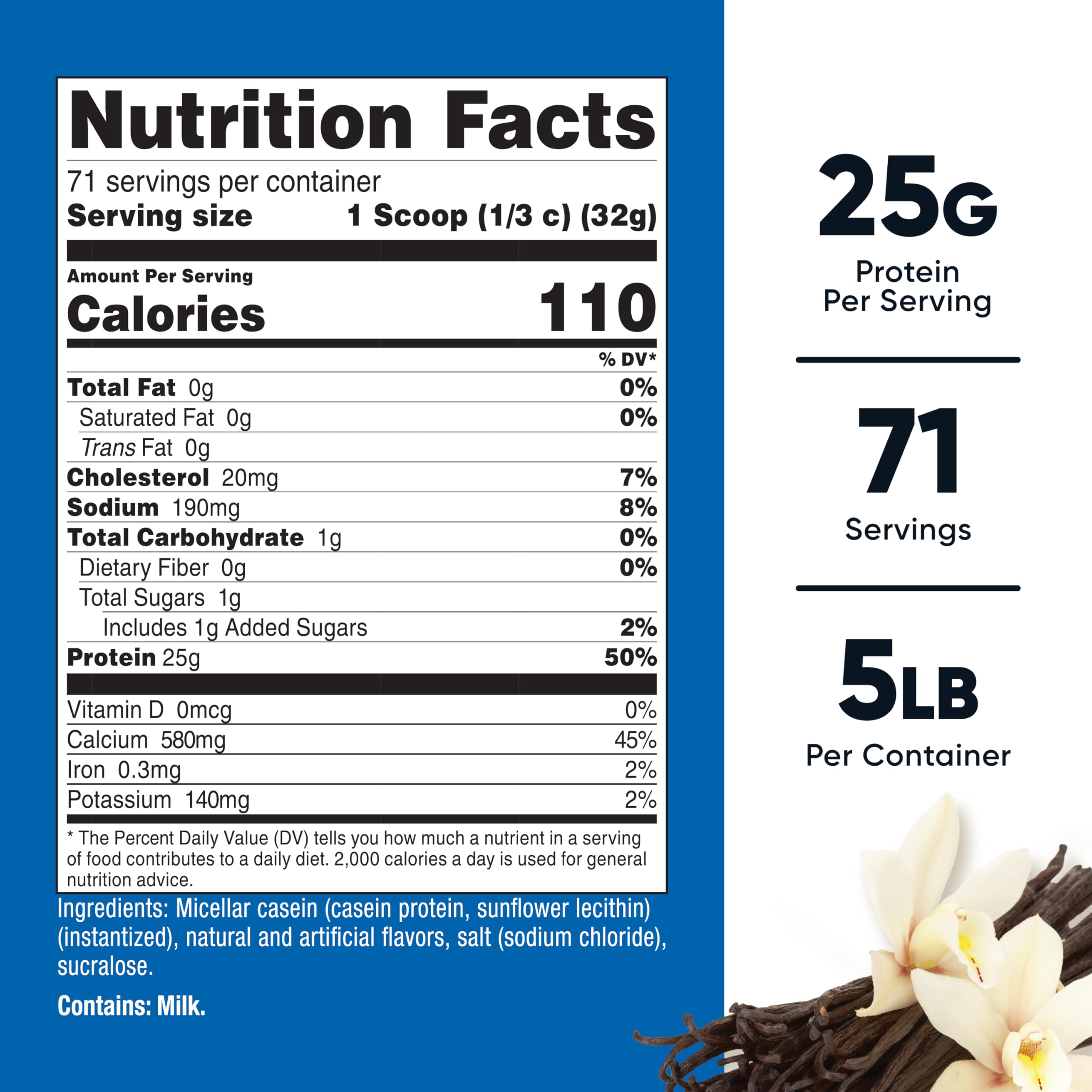 Nutricost Casein Vanilla serving spoon measures protein portions accurately
