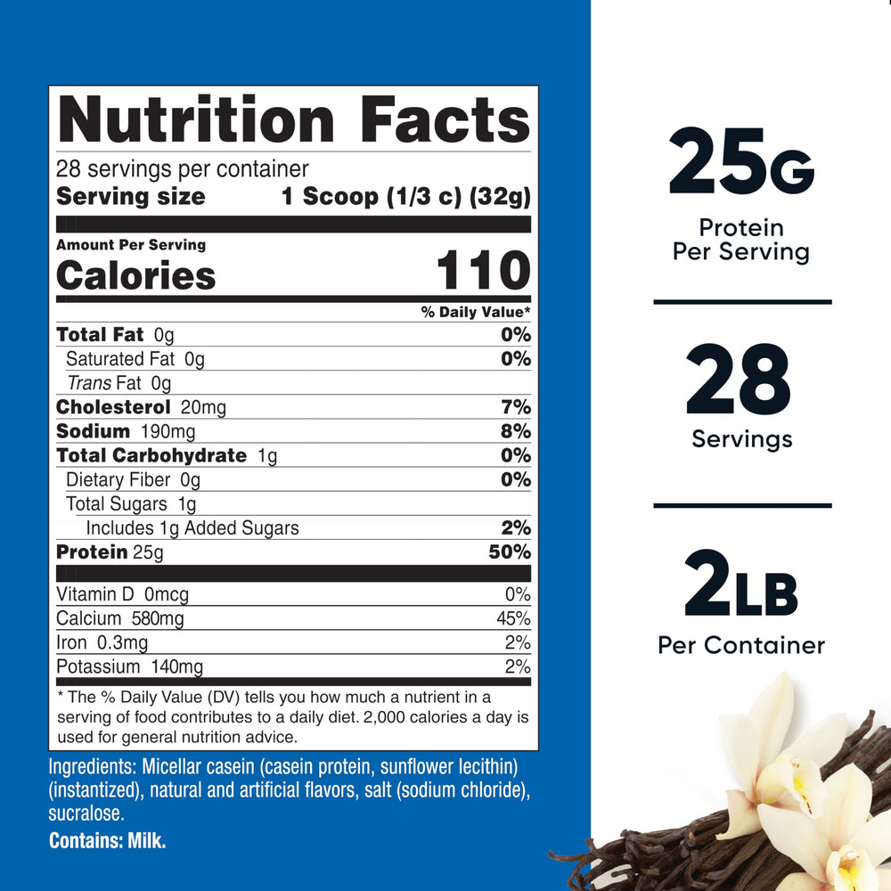 Nutricost Casein Vanilla flavor scoop showing convenient serving size