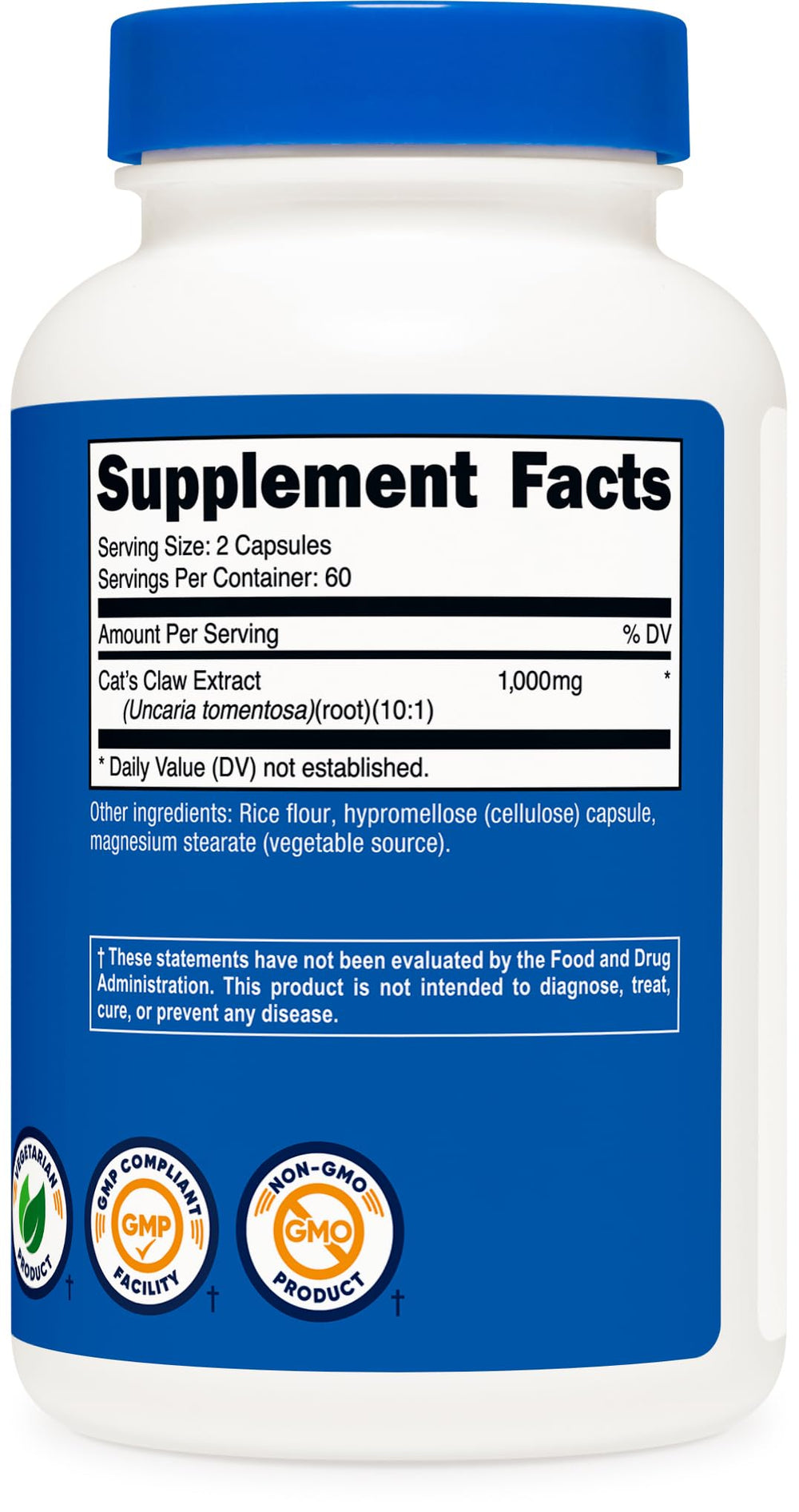 Nutricost Cat's Claw third-party testing label signals quality assurance
