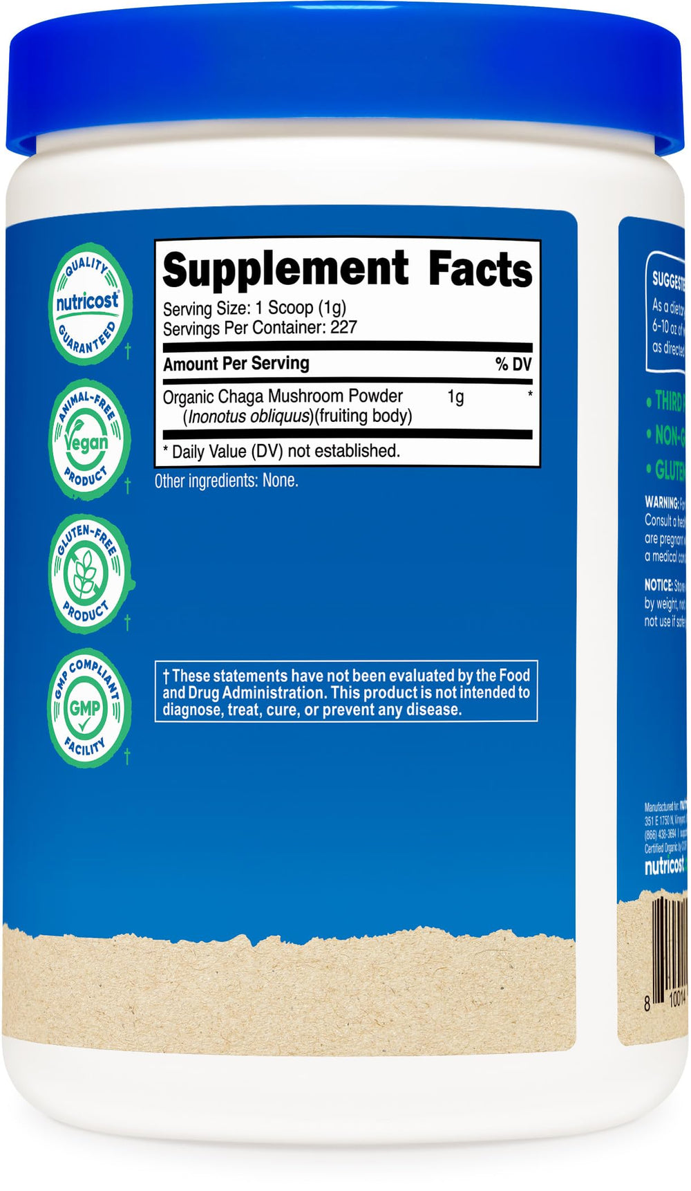 Nutrition label and serving scoop included for easy use.