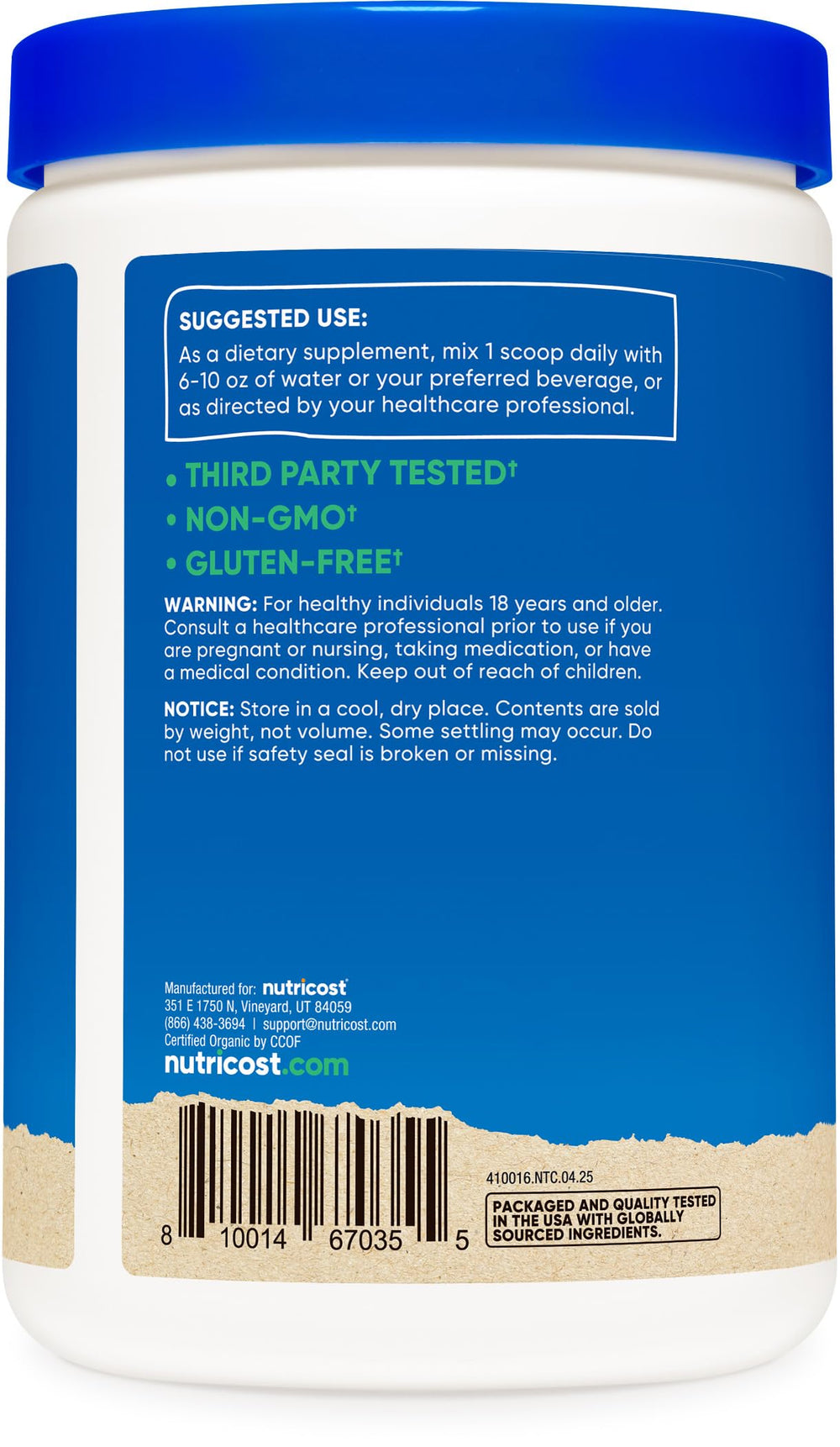 3rd-party tested Nutricost chaga powder in GMP and FDA registered facility.