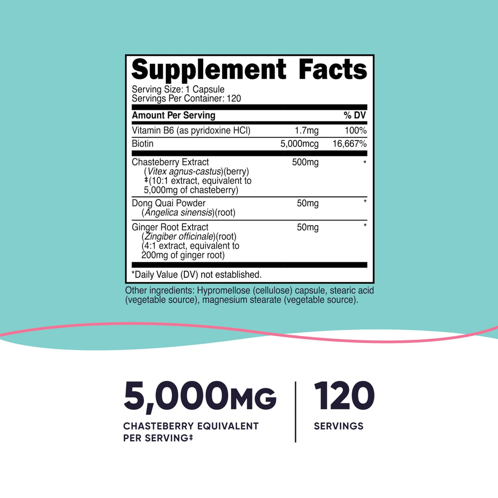 Nutricost chasteberry ingredients panel highlights herbal blend.