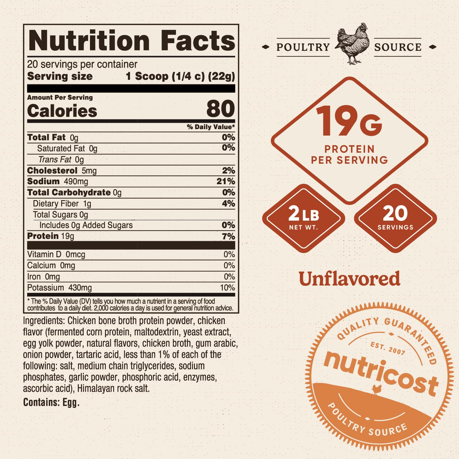 Nutricost Chicken Bone Broth Protein scoop enables quick, mess-free portioning.