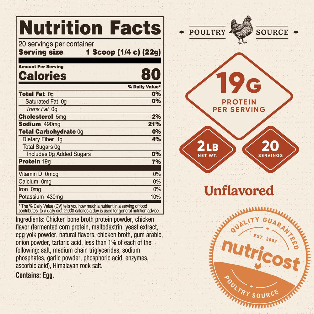 Nutricost Chicken Bone Broth Protein scoop enables quick, mess-free portioning.