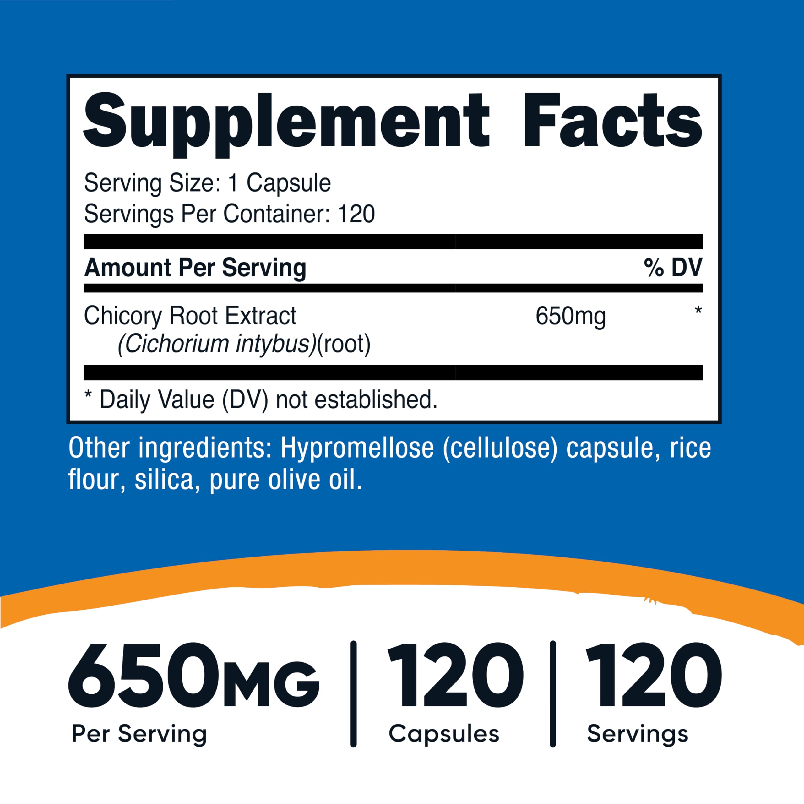 Nutricost Chicory Root capsules close-up, plant-based formula