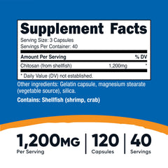 Nutricost Chitosan capsules close-up highlighting easy-to-swallow design