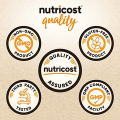 Nutricost Chlorella bottle front view highlighting gluten-free and non-GMO features.