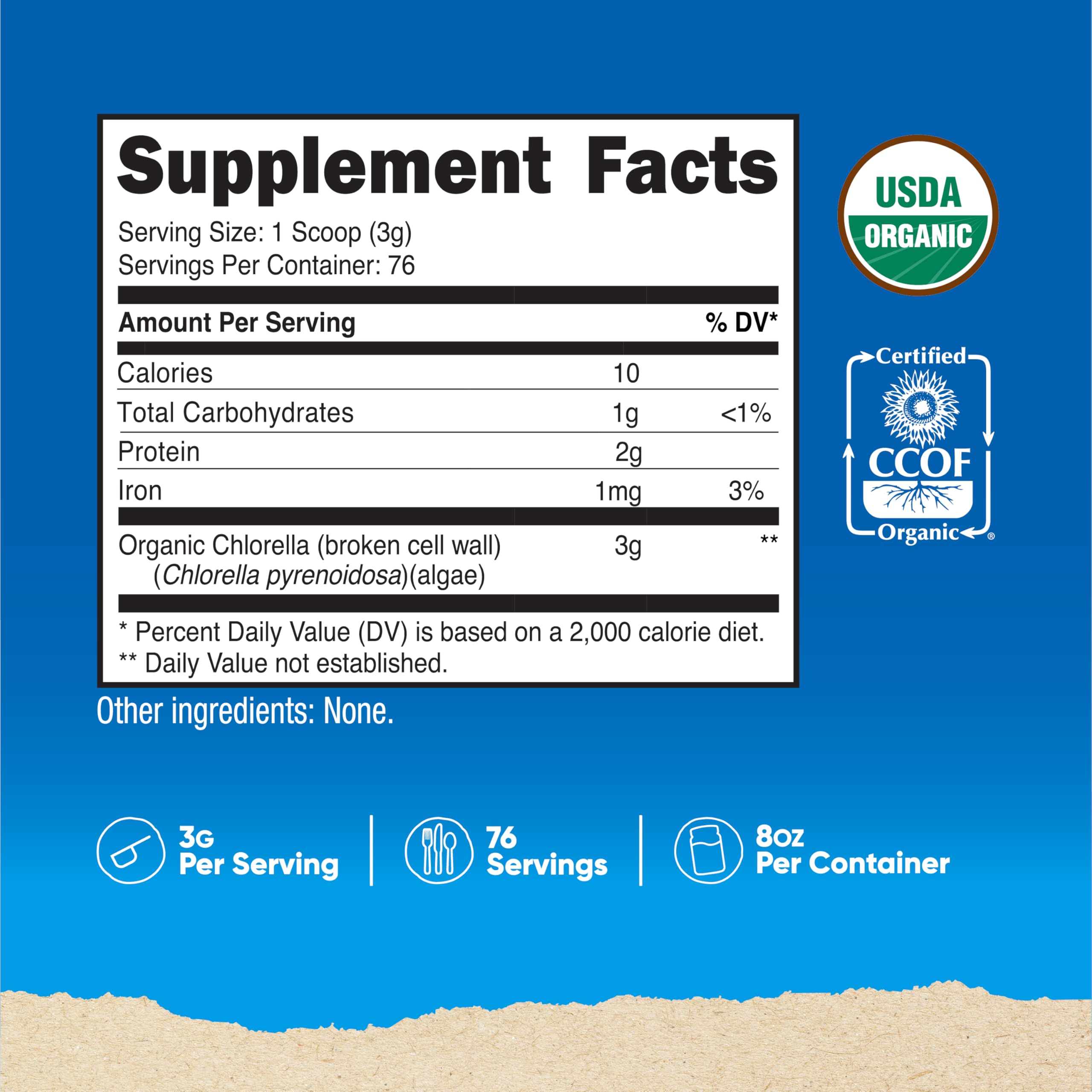Nutricost Chlorella powder scoop for precise serving sizes.