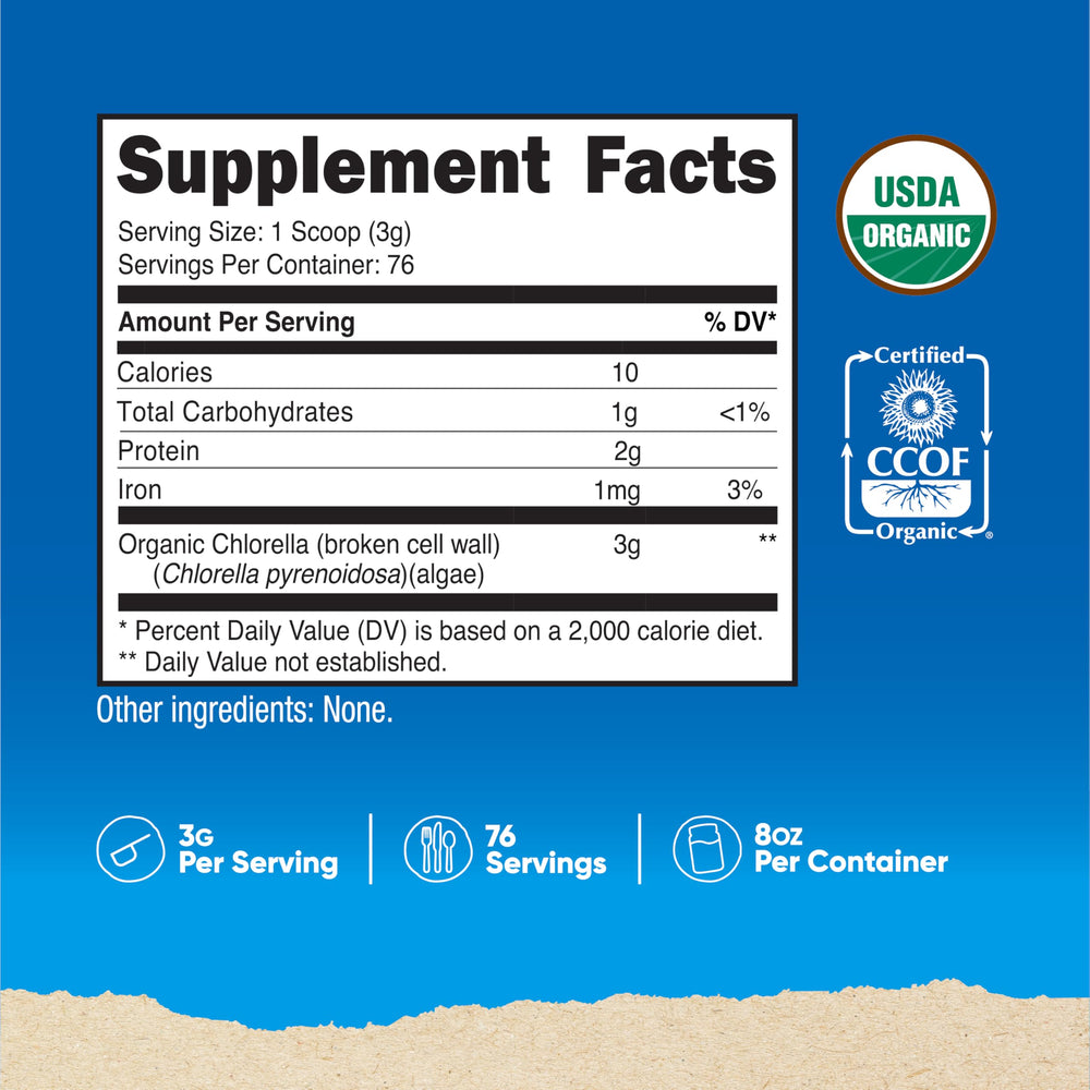 Nutricost Chlorella powder scoop for precise serving sizes.