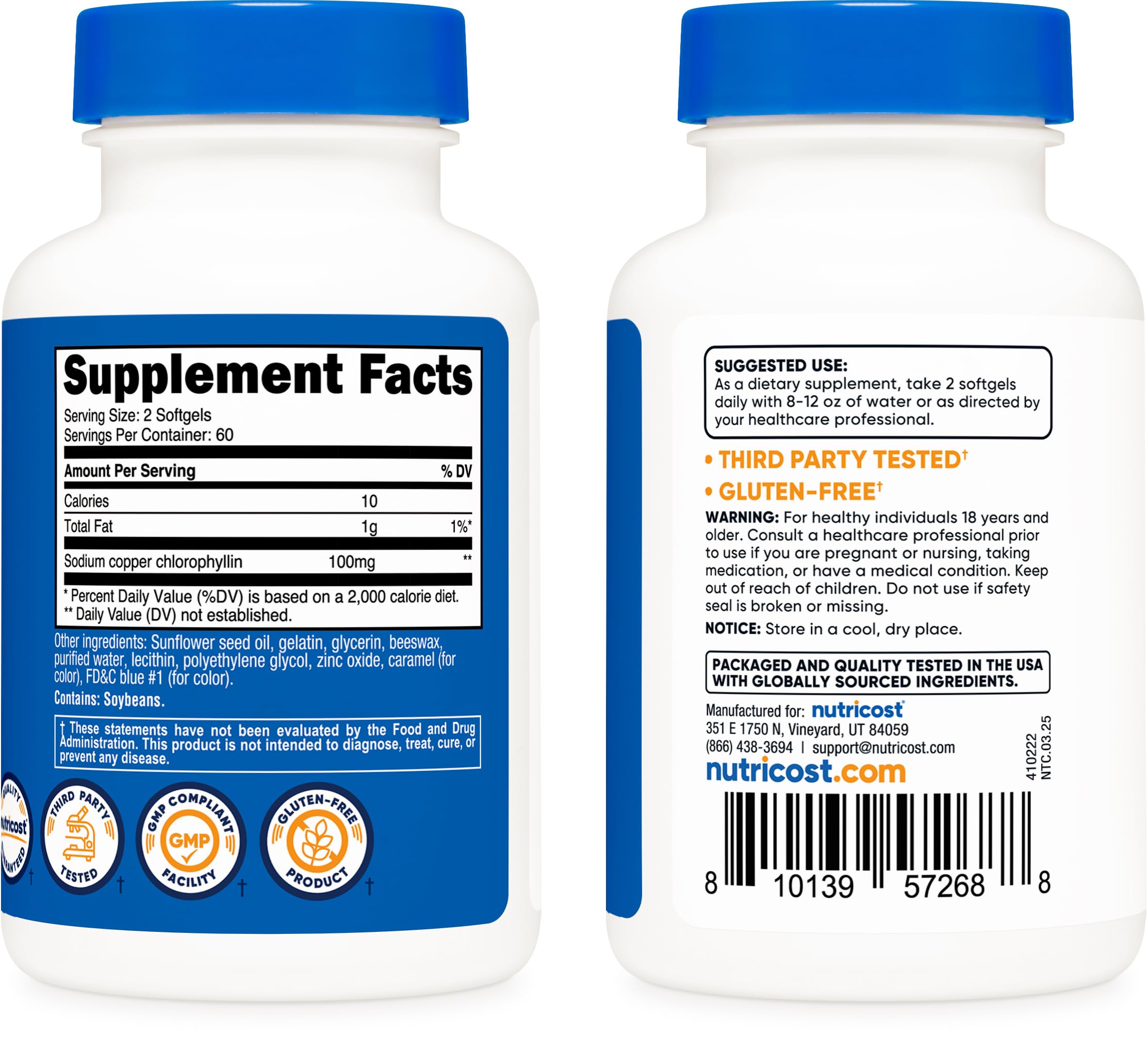 Nutricost Chlorophyll bottle on kitchen counter for daily use