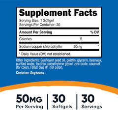 Close-up of Nutricost Chlorophyll softgels highlighting easy daily dose.