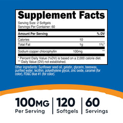 Nutricost Chlorophyll softgels close-up showing capsule texture