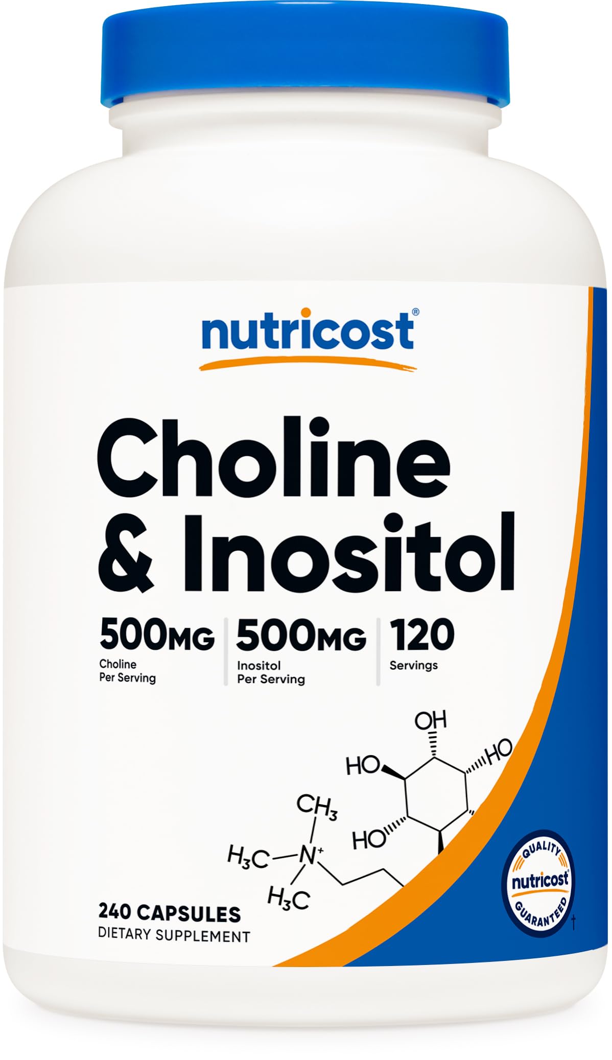 Nutricost Choline & Inositol bottle label closeup for ingredient clarity