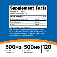 Nutricost Choline & Inositol capsules ready for daily use