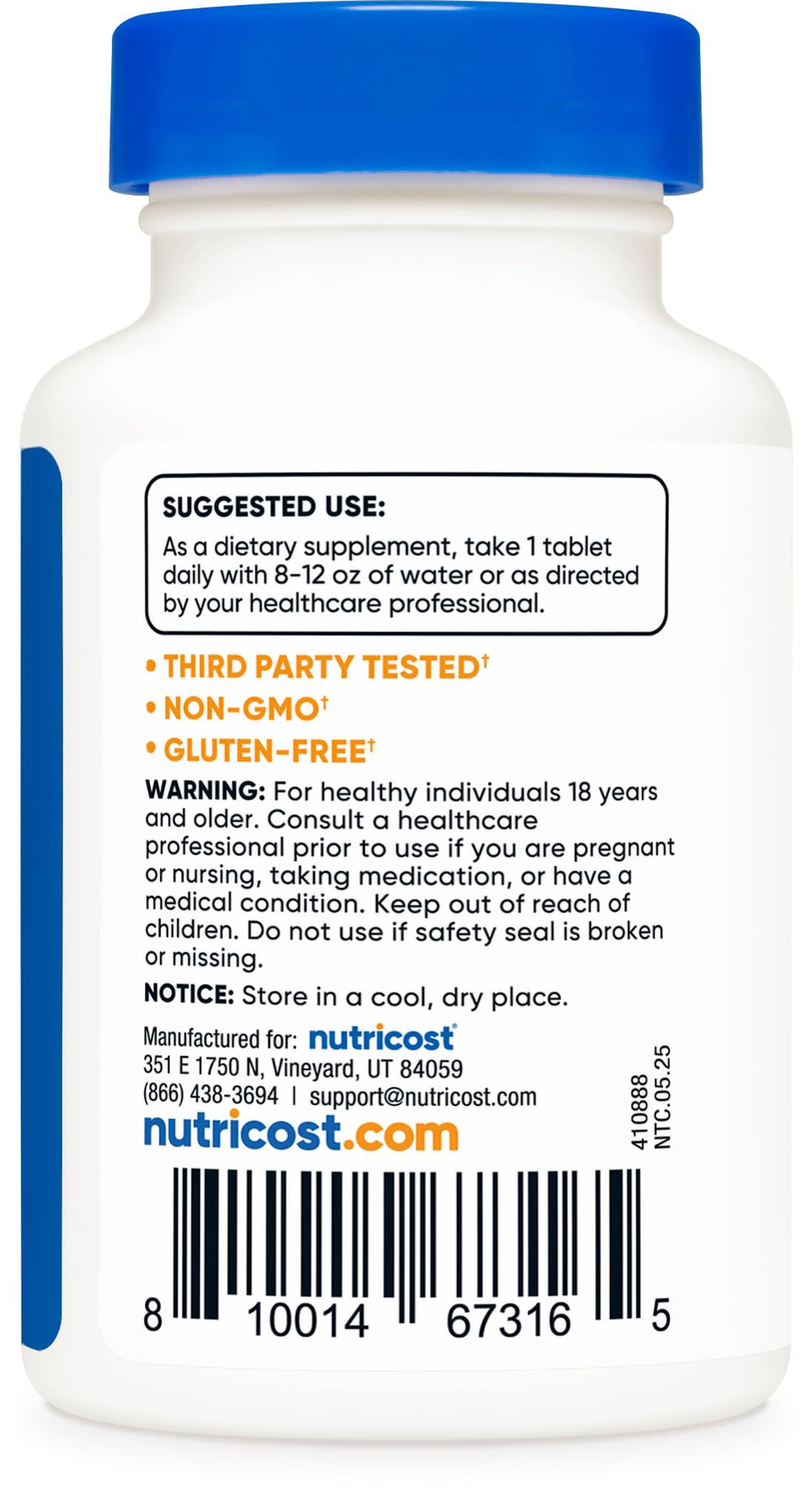 Nutricost 240-tablet bottle packaging showcases value and consistent branding.