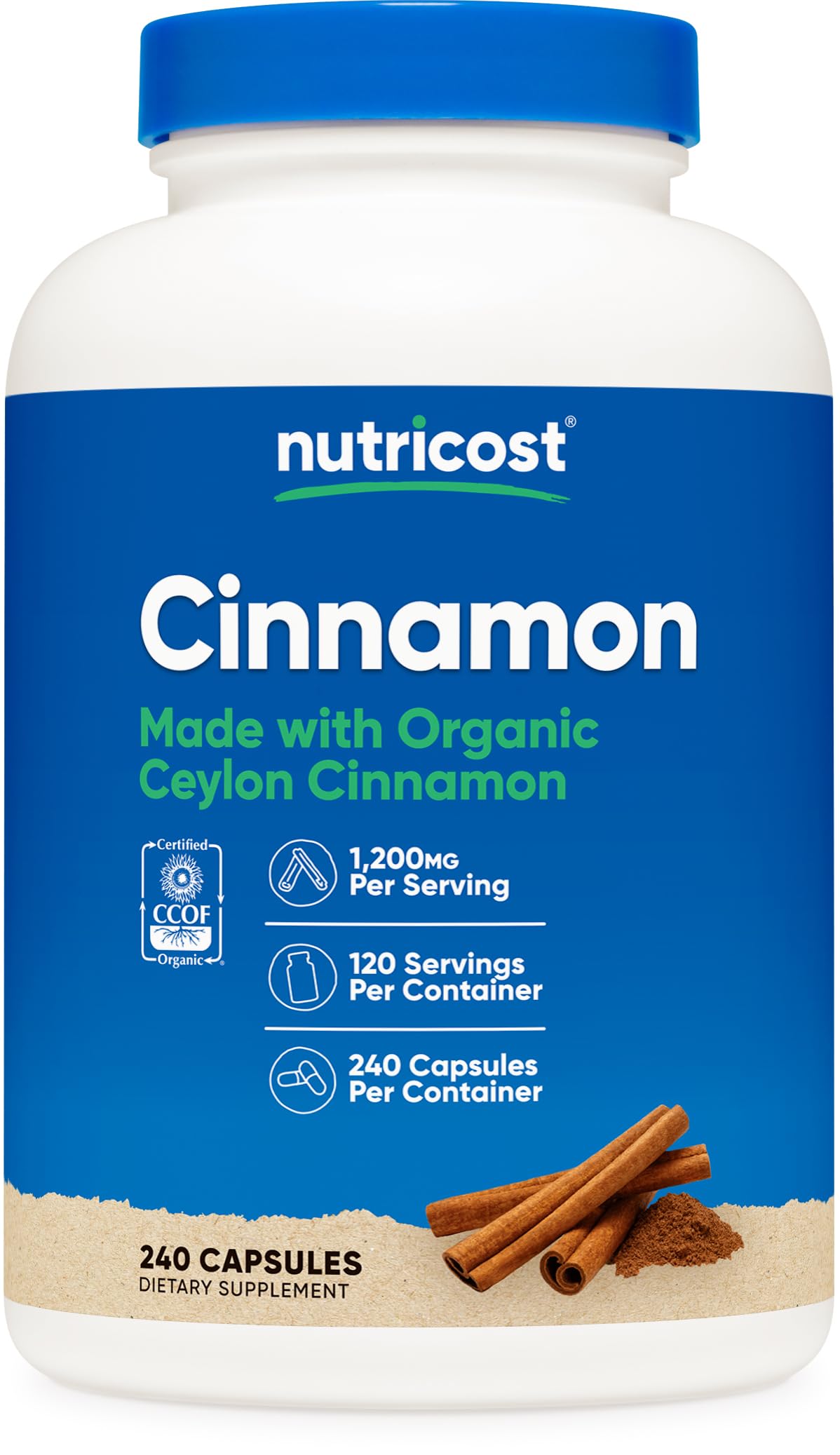 Nutricost Cinnamon Capsules bottle for a simple daily cinnamon routine.