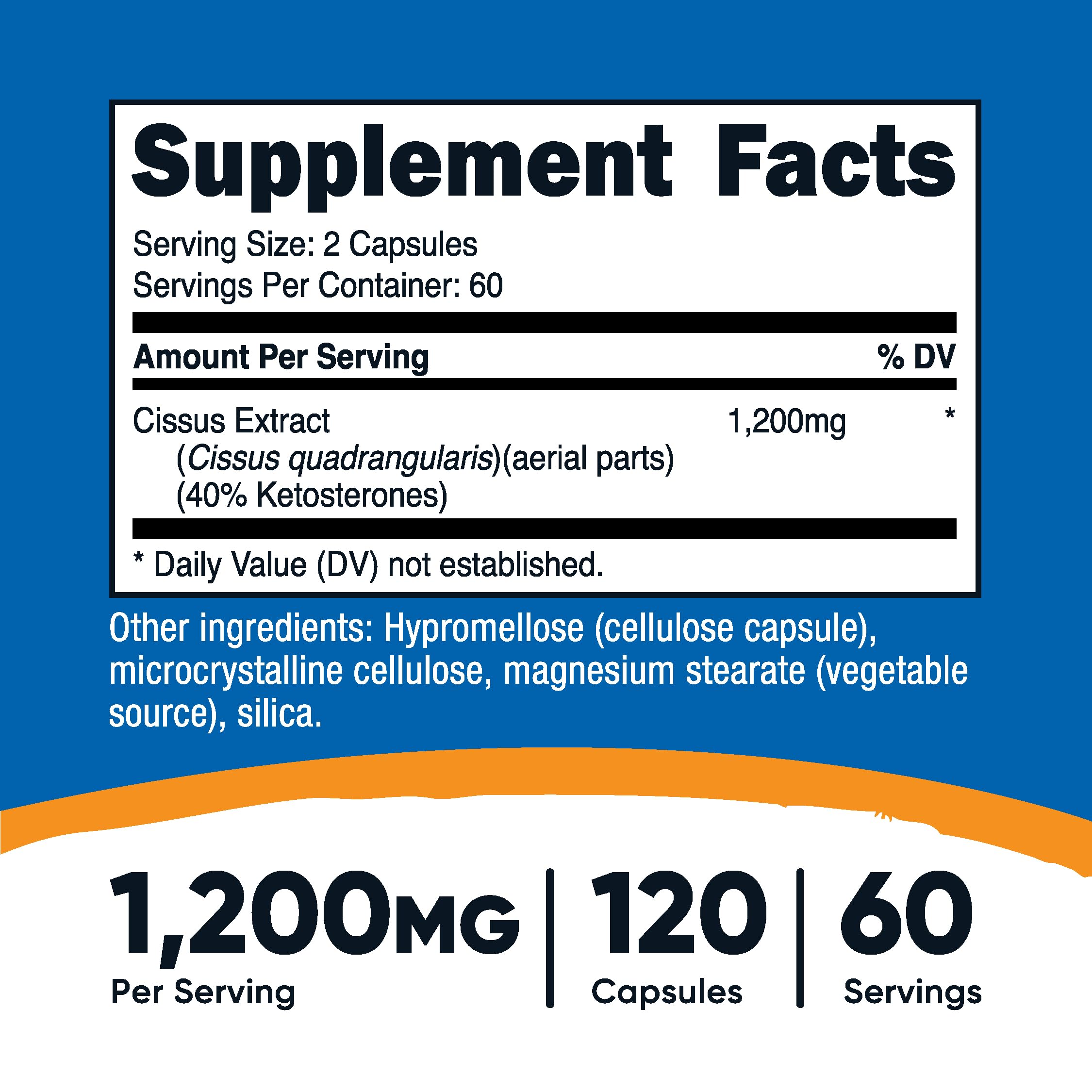 Nutricost Cissus Quadrangularis capsules pack shows dosage and convenience
