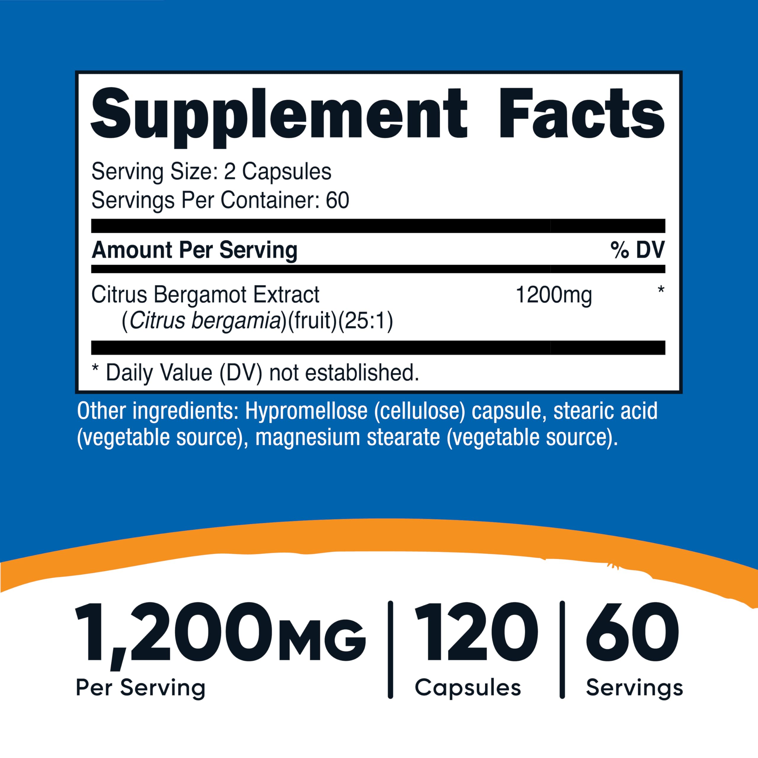 Close up of Nutricost Citrus Bergamot capsule bottle showing quality manufacturing.