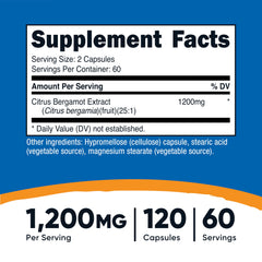 Close up of Nutricost Citrus Bergamot capsule bottle showing quality manufacturing.