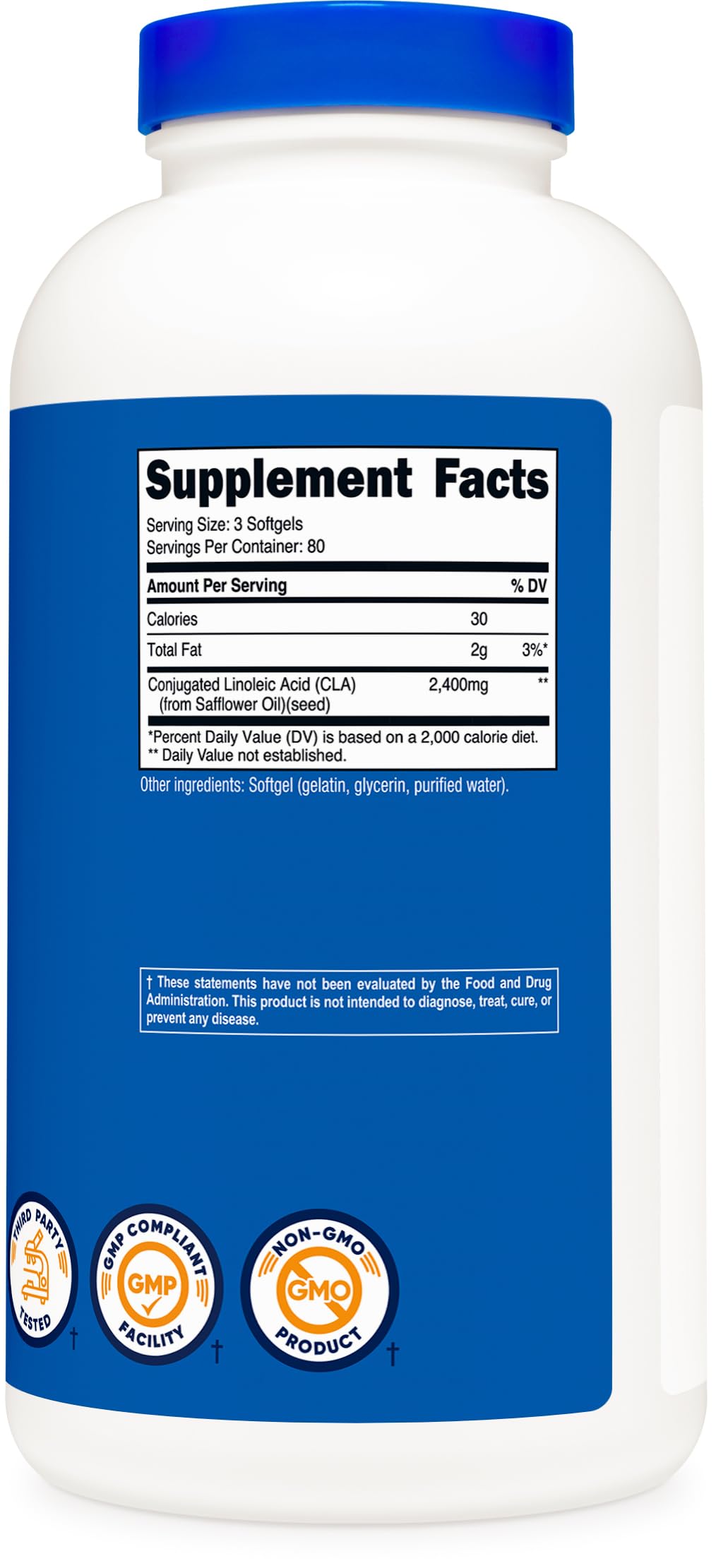 Nutricost CLA manufacturing label shows GMP and FDA registered facility