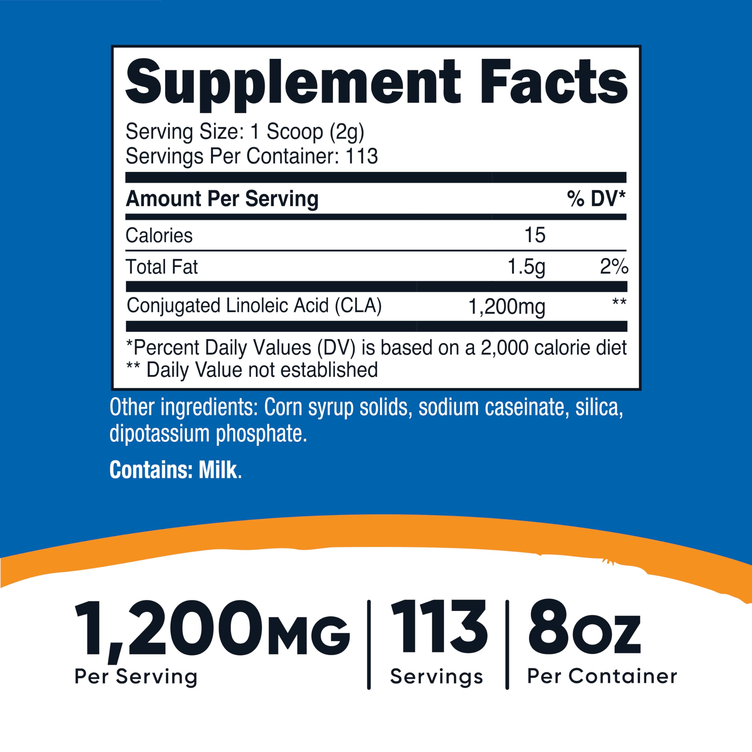 Nutricost CLA powder with serving scoop ready for easy daily intake.