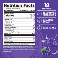 Serving scoop with Nutricost Clear Whey Concord Grape bottle showing quick mixing