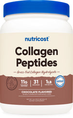 Nutricost Collagen Peptides Chocolate powder in a jar blends smoothly.