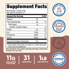 Nutricost Collagen Peptides Chocolate with scoop for easy serving.