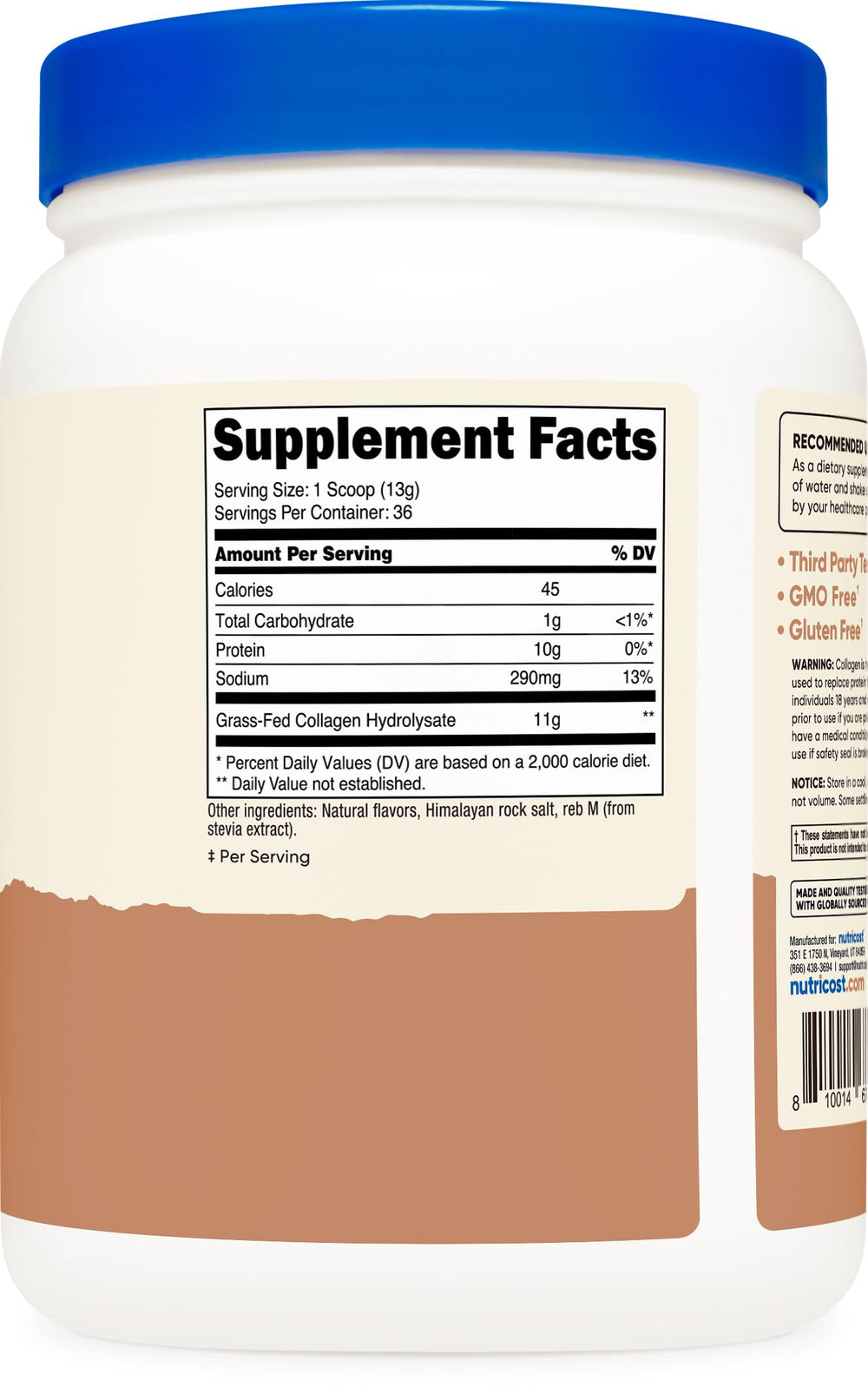 Packaging of Nutricost Collagen Peptides on kitchen counter for easy daily use