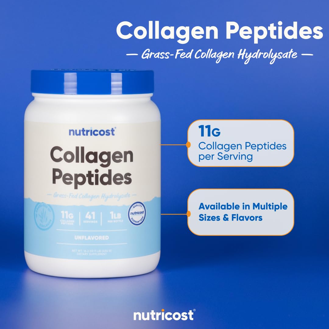 Nutricost collagen peptides powder on display highlights unflavored texture for recipes