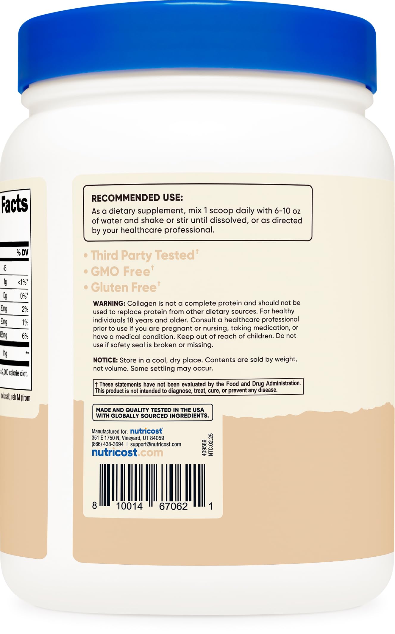 Nutricost Collagen Peptides Vanilla dissolves easily in drinks.
