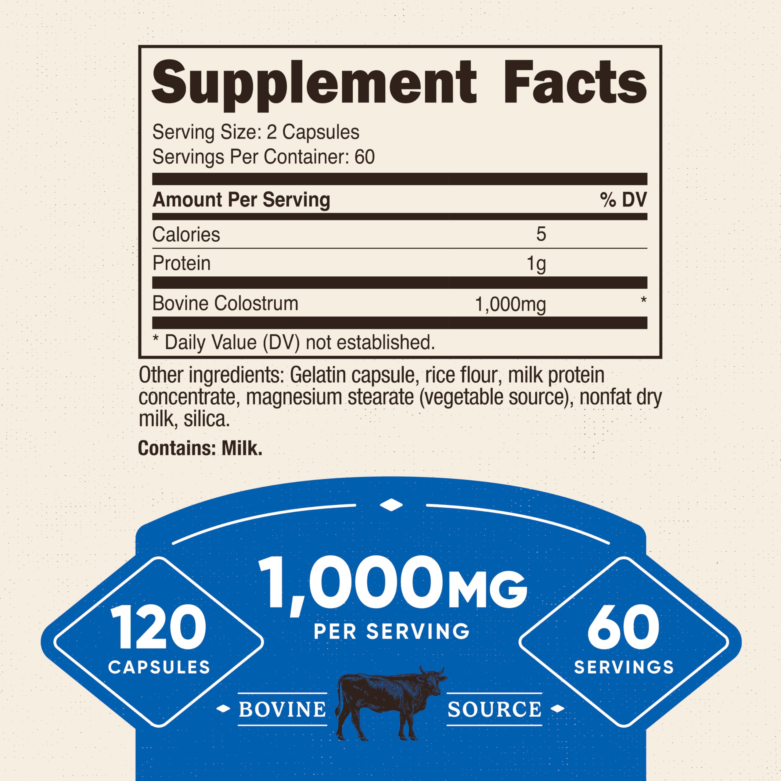 Nutricost Colostrum 120 capsules bottle for a full 60-day supply.