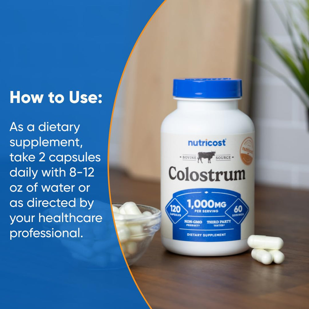 Facility certifications for Nutricost Colostrum: NSF GMP-compliant and FDA-registered.
