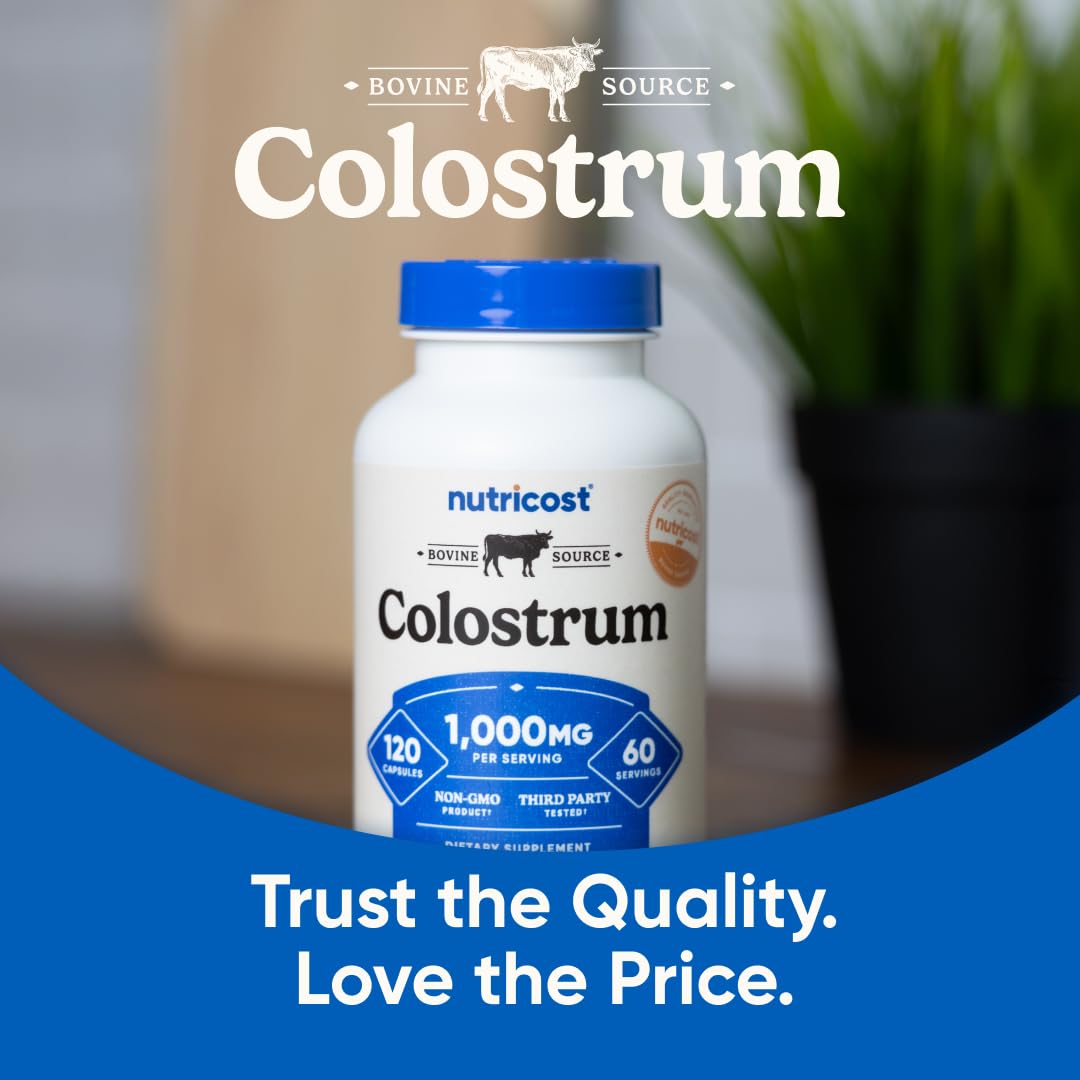 Label of Nutricost Colostrum with note on third-party testing.