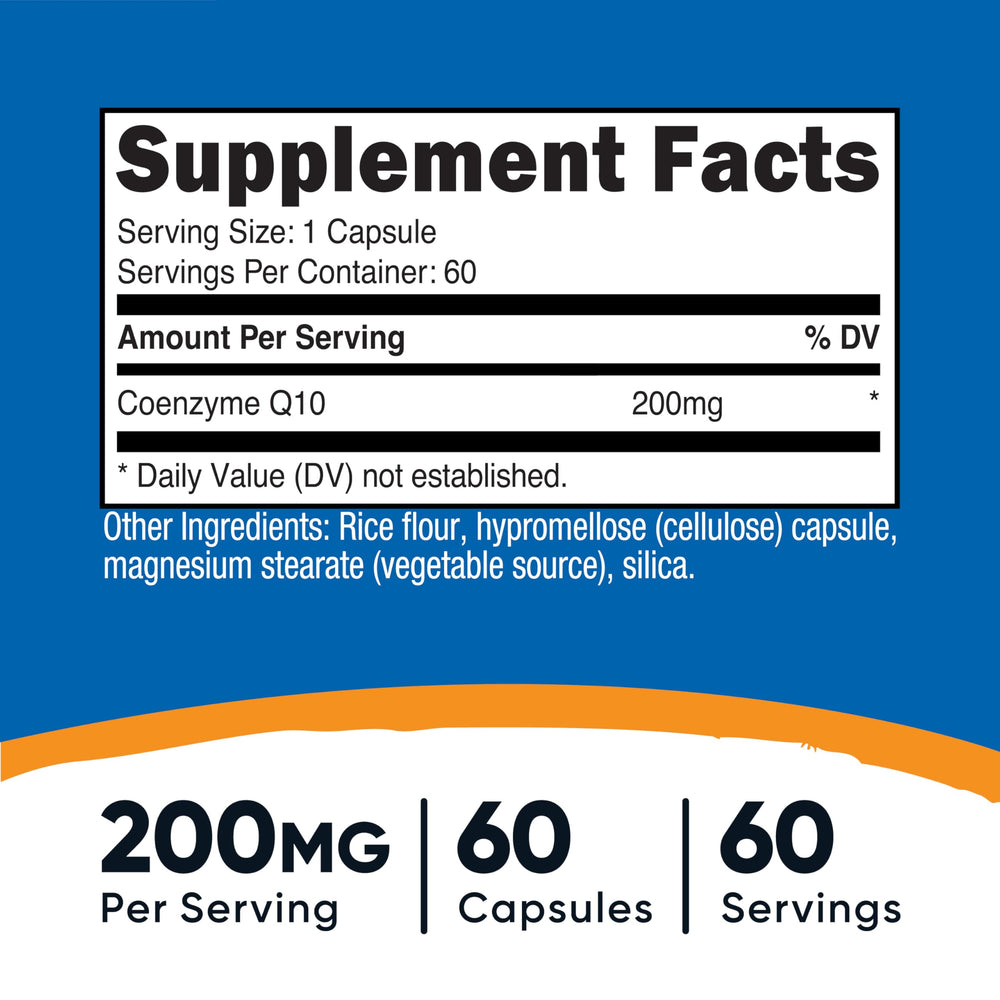 Nutricost CoQ10 200mg capsules ready for daily routine.